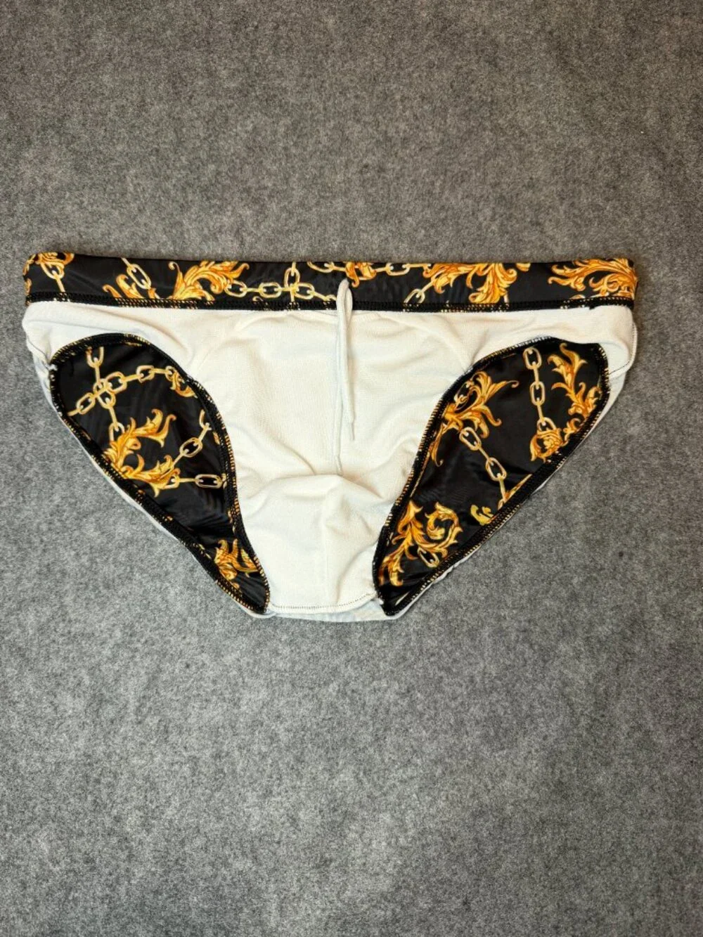 OBEACHSPORT Black Gold Baroque Chain Men’s Swim Brief XL